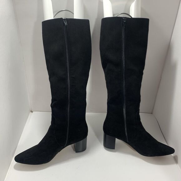 J.CREW BLACK SUEDED STACKED HEEL KNEE HIGH BOOTS BJ265 SIZE 7.5 Womens - Picture 9 of 16